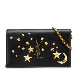 Pre-Loved Saint Laurent Leather Moon and Star Monogram Kate Wallet On Chain